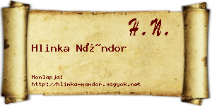 Hlinka Nándor névjegykártya